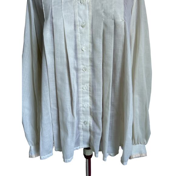 Gunne Sax Vintage Embroidered Cream Cotton Blend Peter‎ Pan Collared Blouse - Picture 3 of 9